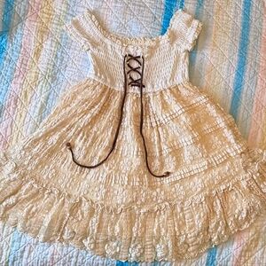 Liz Lisa Ivory Lace Ruffle Lace Up Short A-Line Off-Shoulder Kawaii Dress